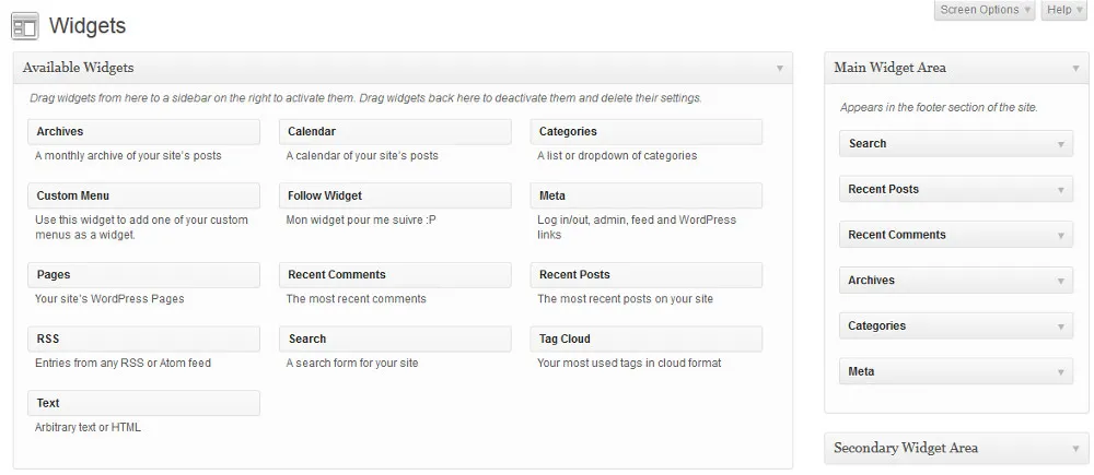 administration widget